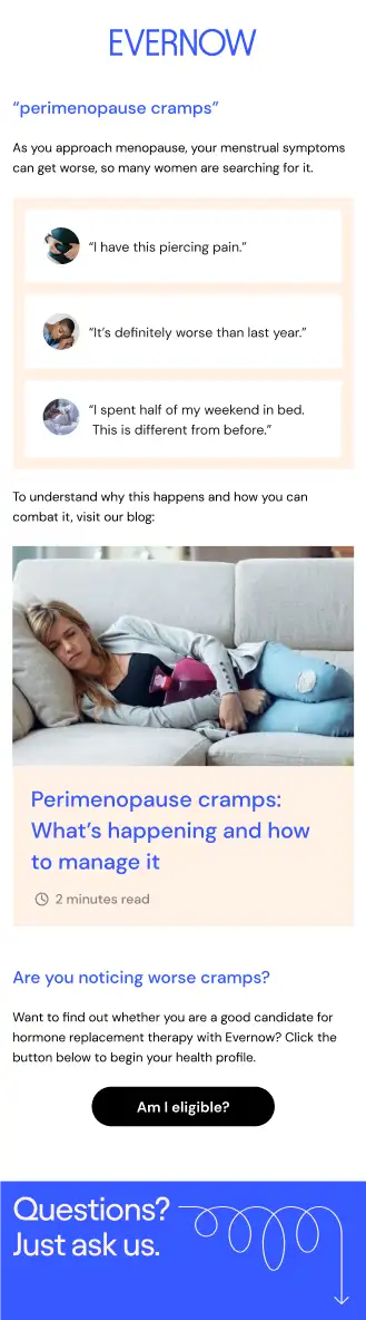 Email S2E10: “perimenopause cramps”