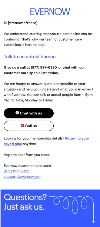 Email S3E01: We're here to help. Talk to an actual human.