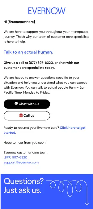 Email S4E03: Questions? Talk to an actual human.