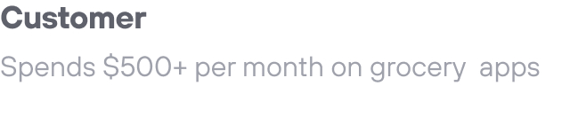 Customer: Spends $500+ per month on grocery  apps